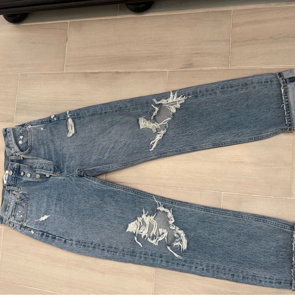 Agolde Women's Relaxed Blue Distressed Jeans In color Fall out